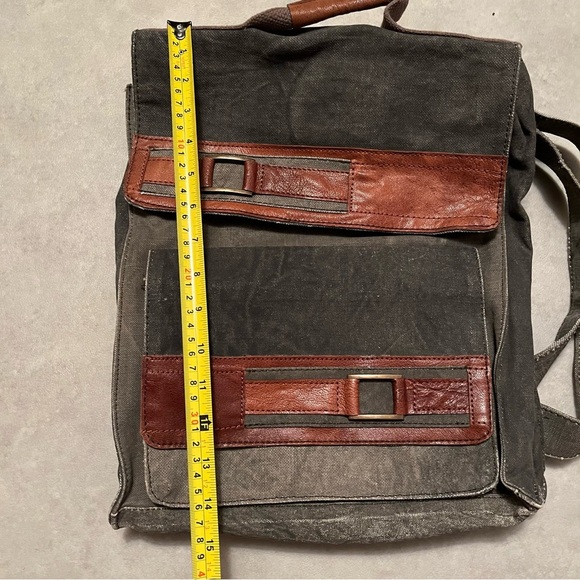 Mona B Canvas Laptop Backpack. Leather accents. "PARKER” - Picture 8 of 9